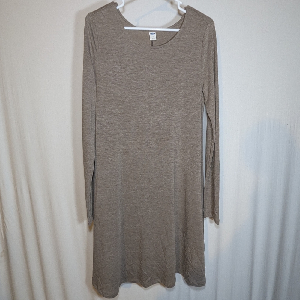Old Navy Casual Pullover Scoop Neck Tan Light Brown Long Sleeve Dress Knit